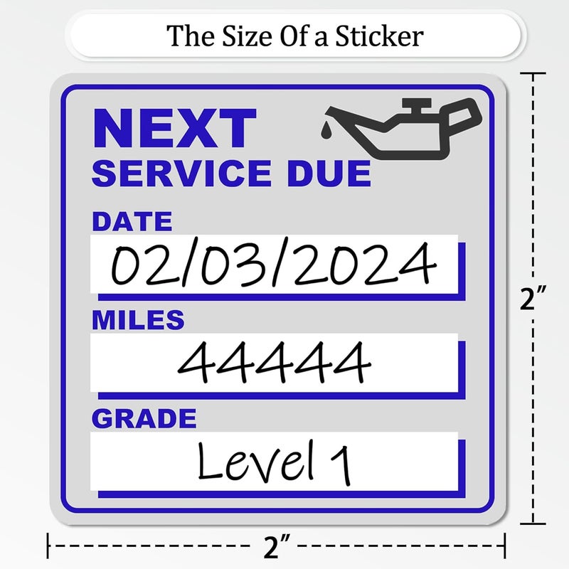 GUEER for Oil Change Stickers Vinyl 300 Pcs 2”x 2” Service Black Stickers, Next Service Due Reminder Sticker Labels, Easy to Write on, Easy to Peel with No Residue (Blue) - Image 3